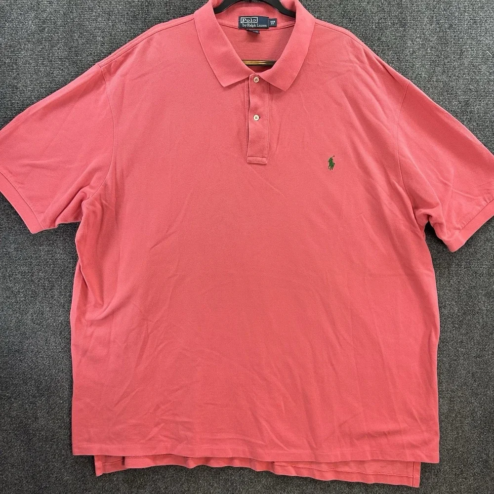 Polo Ralph Lauren Polo Shirt Mens 4XB Big Pink/Peach Stripe Pony Preppy Luxury